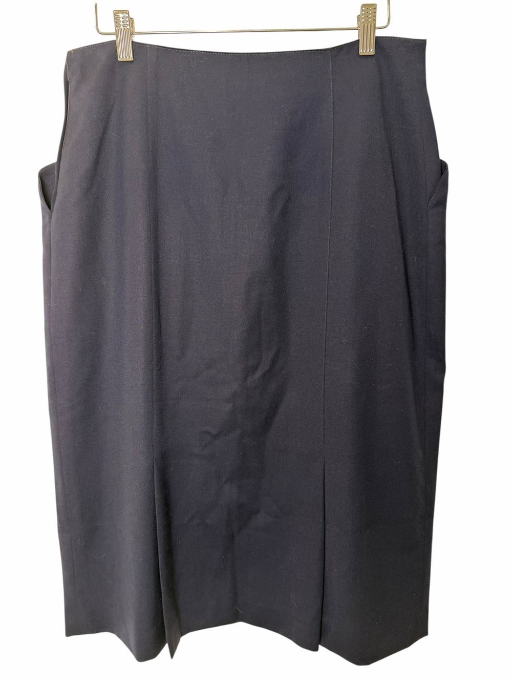Vintage Deadstock Mr. Jax Navy Virgin Wool Pencil Midi Skirt Gold Button 14 NWT - Picture 6 of 11